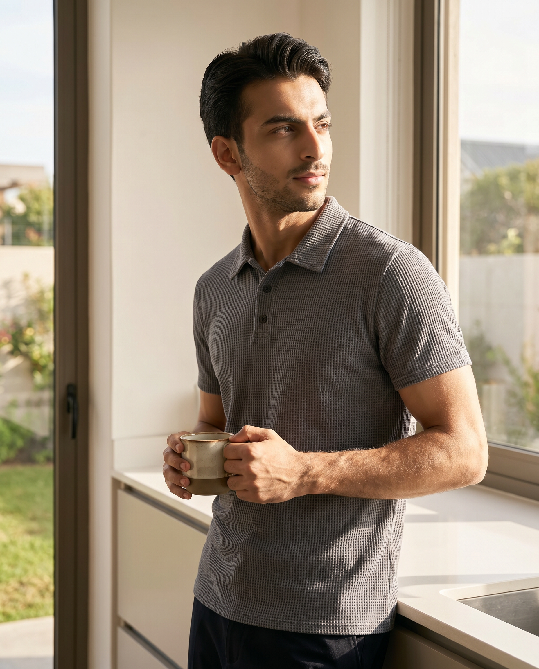 Thermal Knit Polo - White