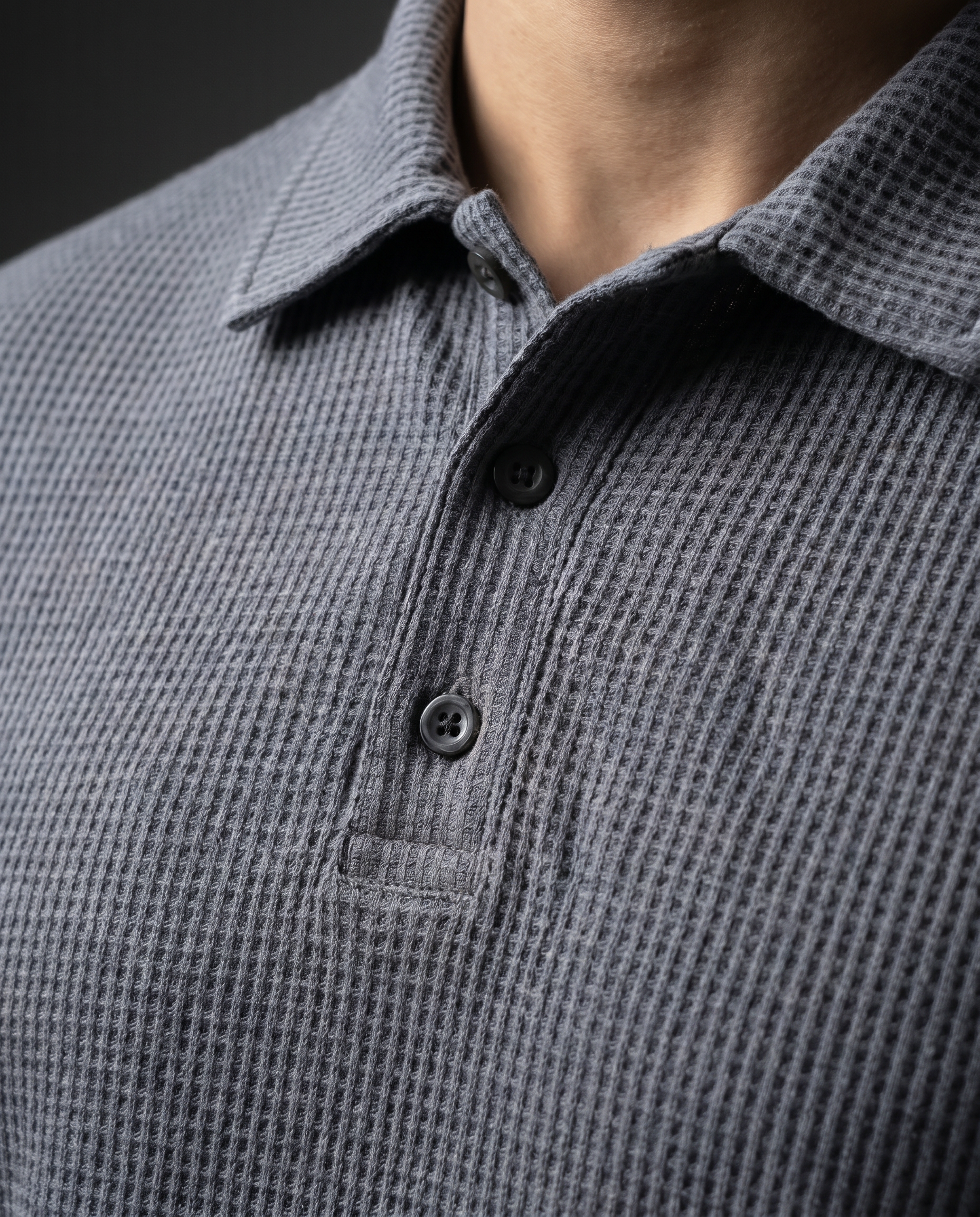 Thermal Knit Polo - Dark Grey