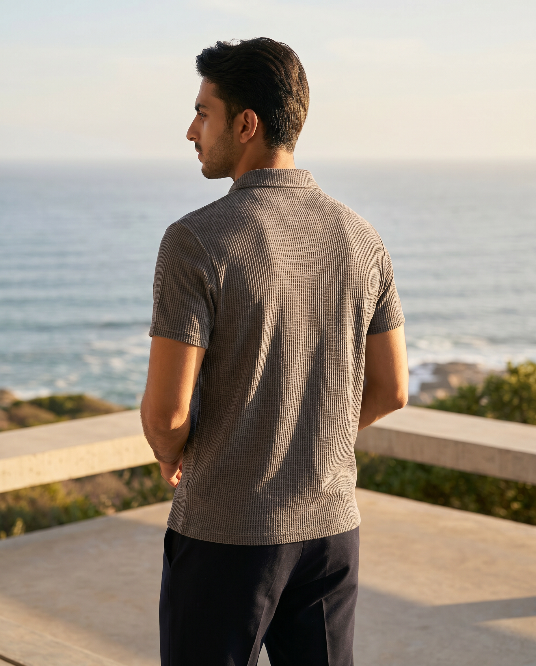 Thermal Knit Polo - Navy