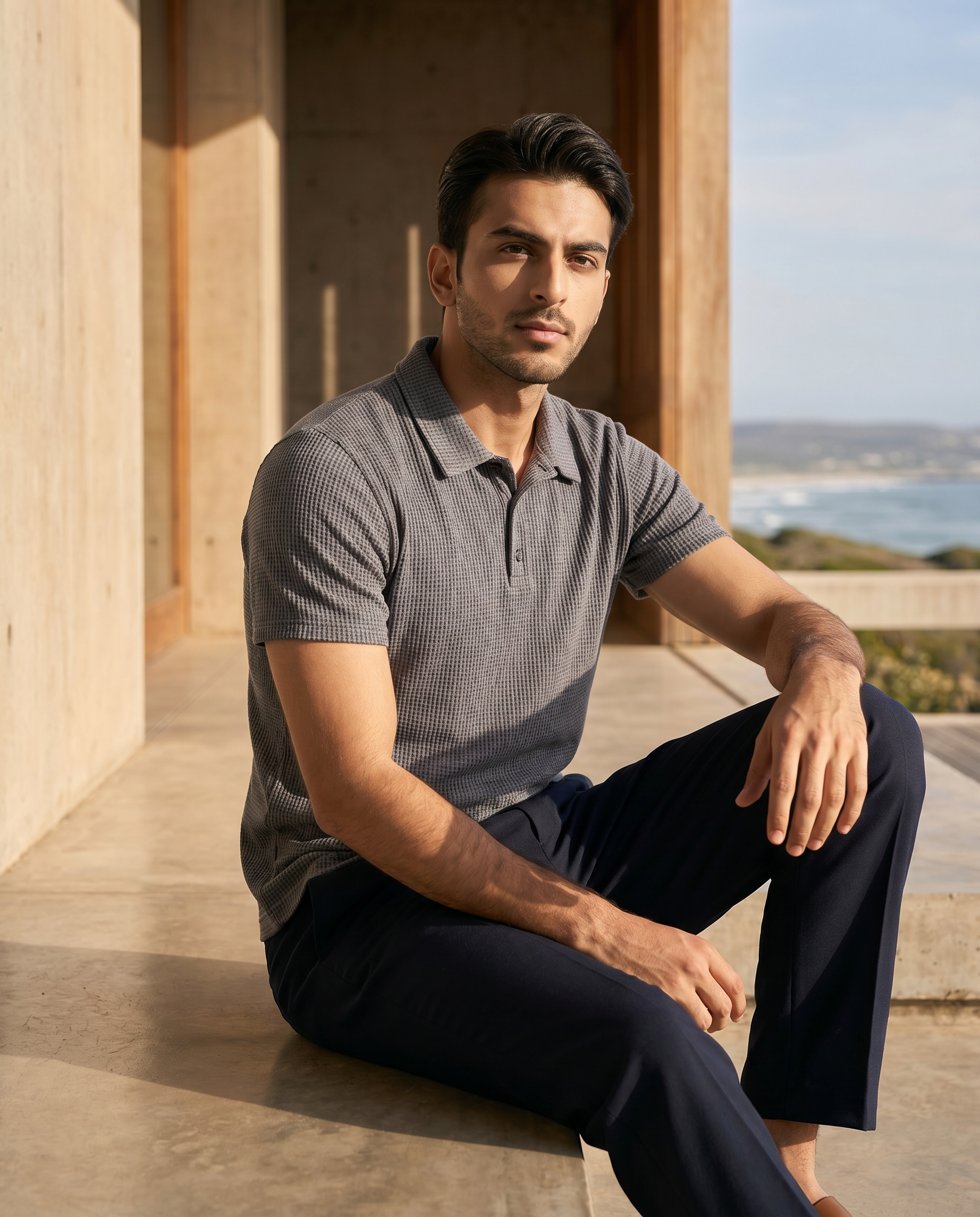 Thermal Knit Polo - Red