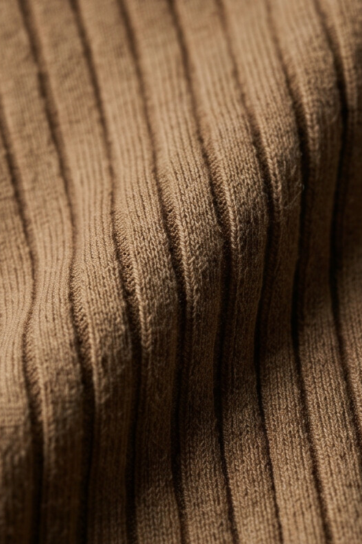 Vernon — Ribbed Short Sleeve Polo Shirt - Camel