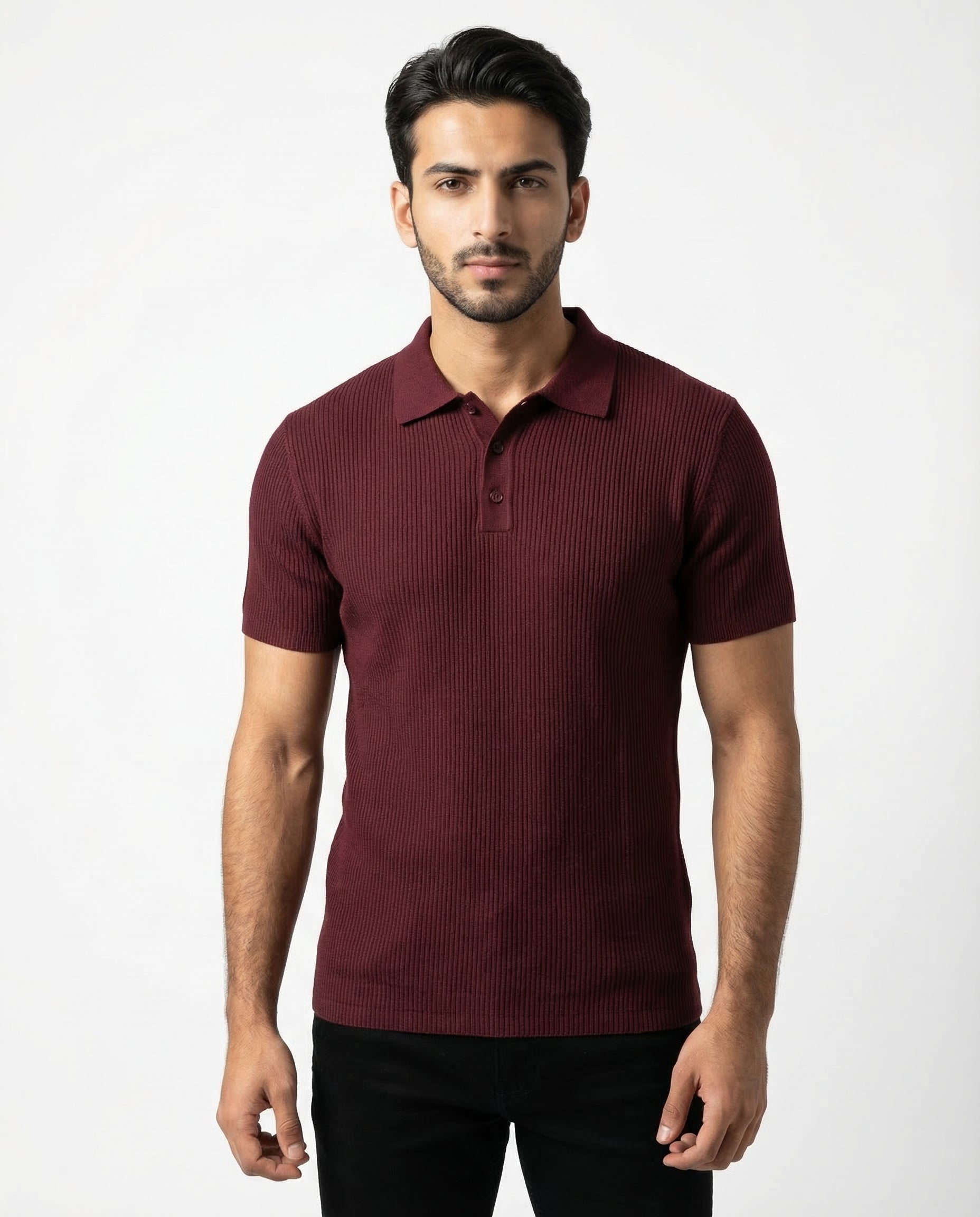Thermal Knit Polo - Red