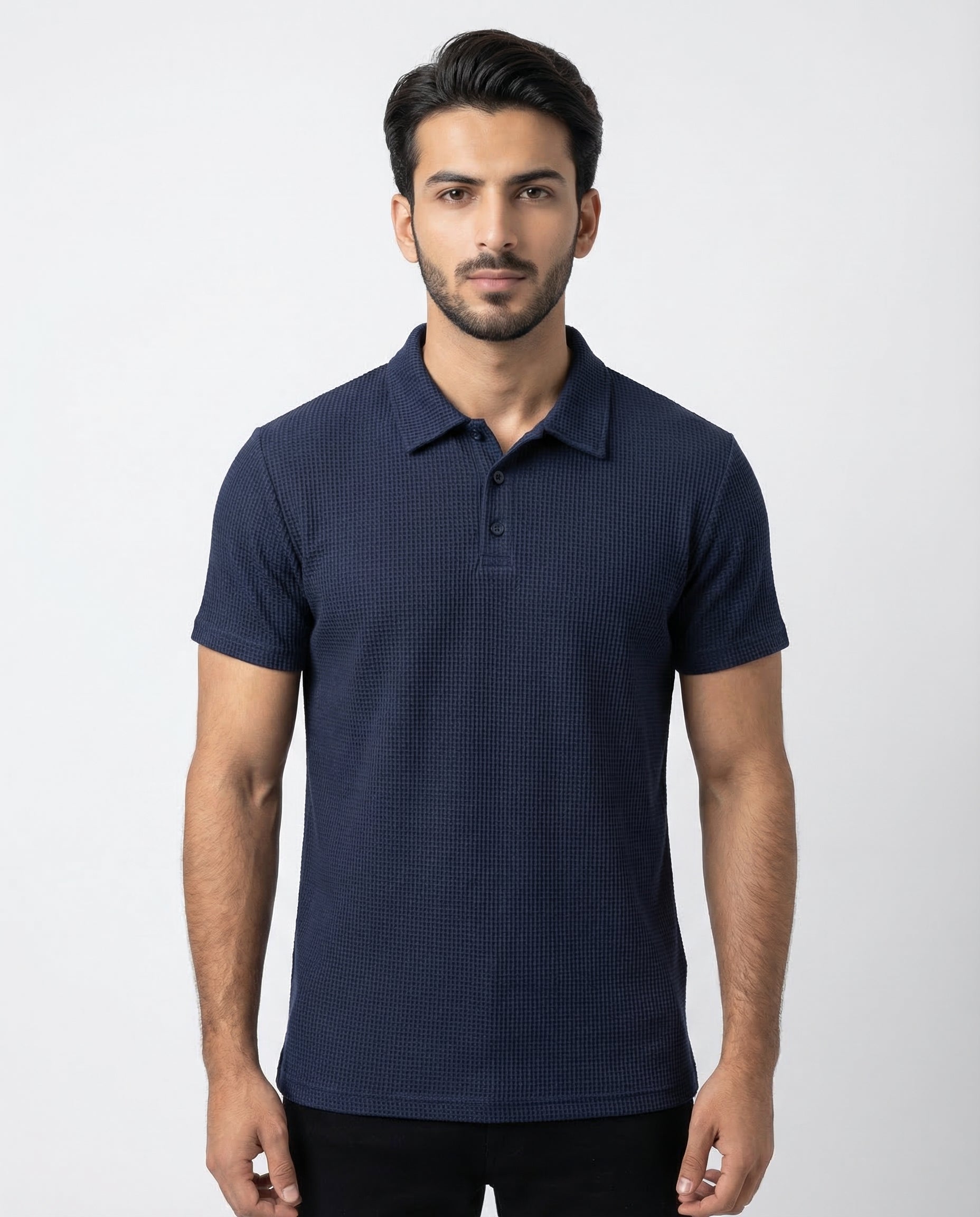 Thermal Knit Polo - Navy