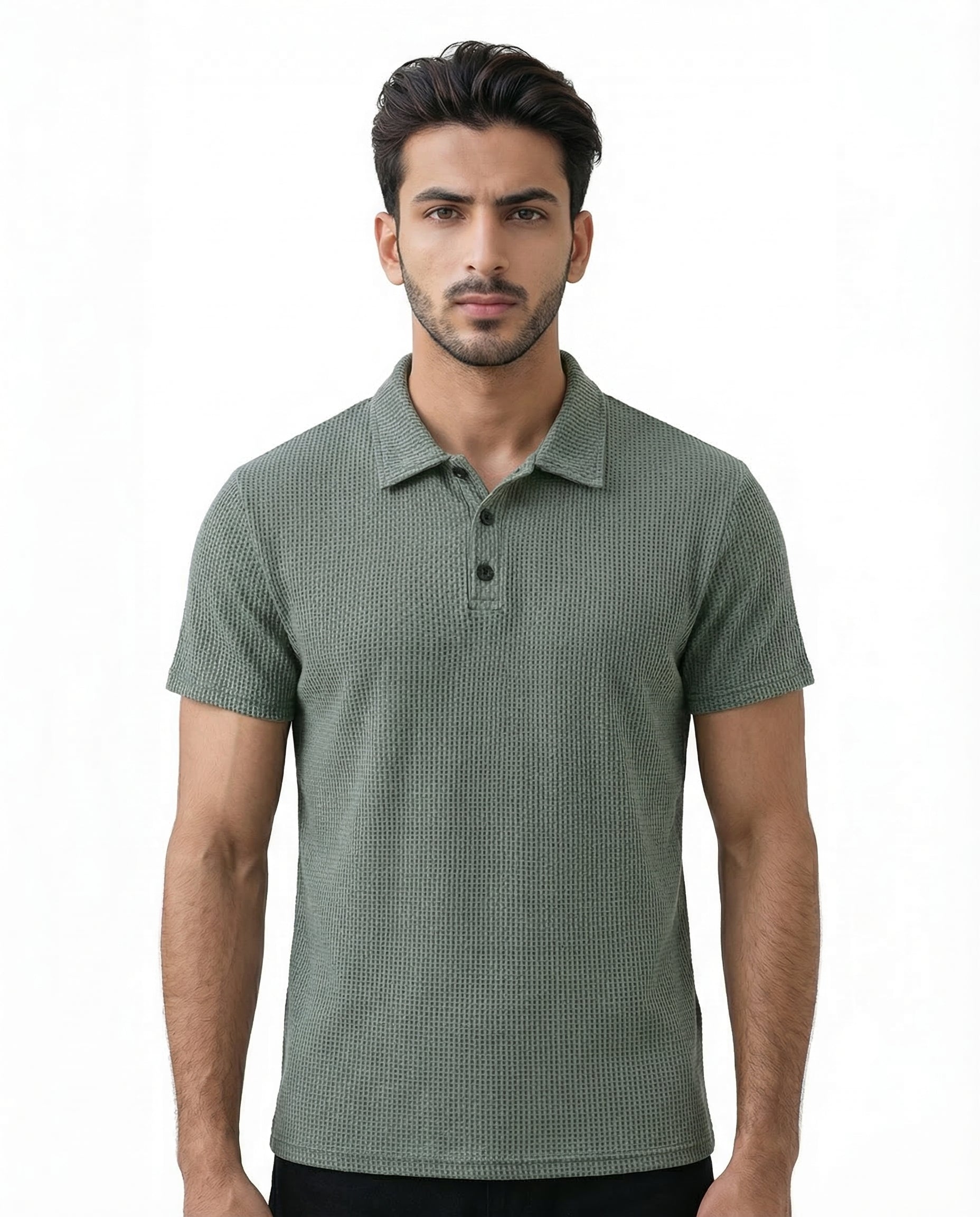 Thermal Knit Polo - Green
